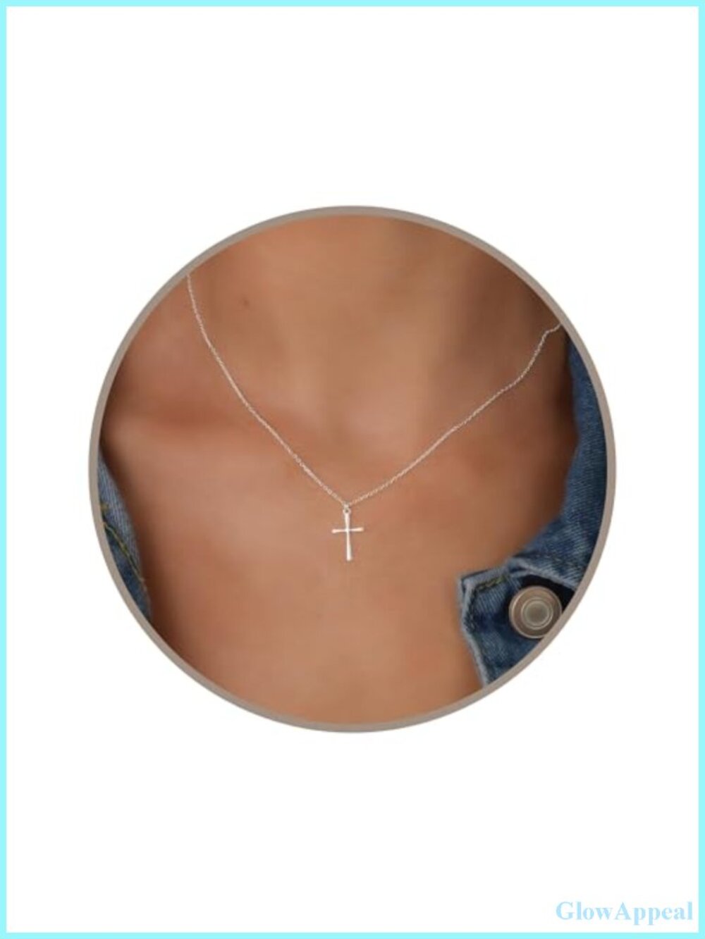 Dainty Minimalist Cross Pendant Necklace, Stainless Steel, Adjustable Chain